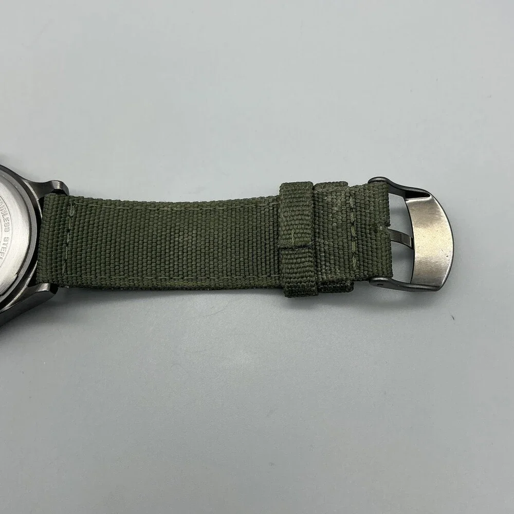 Timex Expedition Scout Indiglo Mens Watch 40mm Black Dial Green Band New Battery